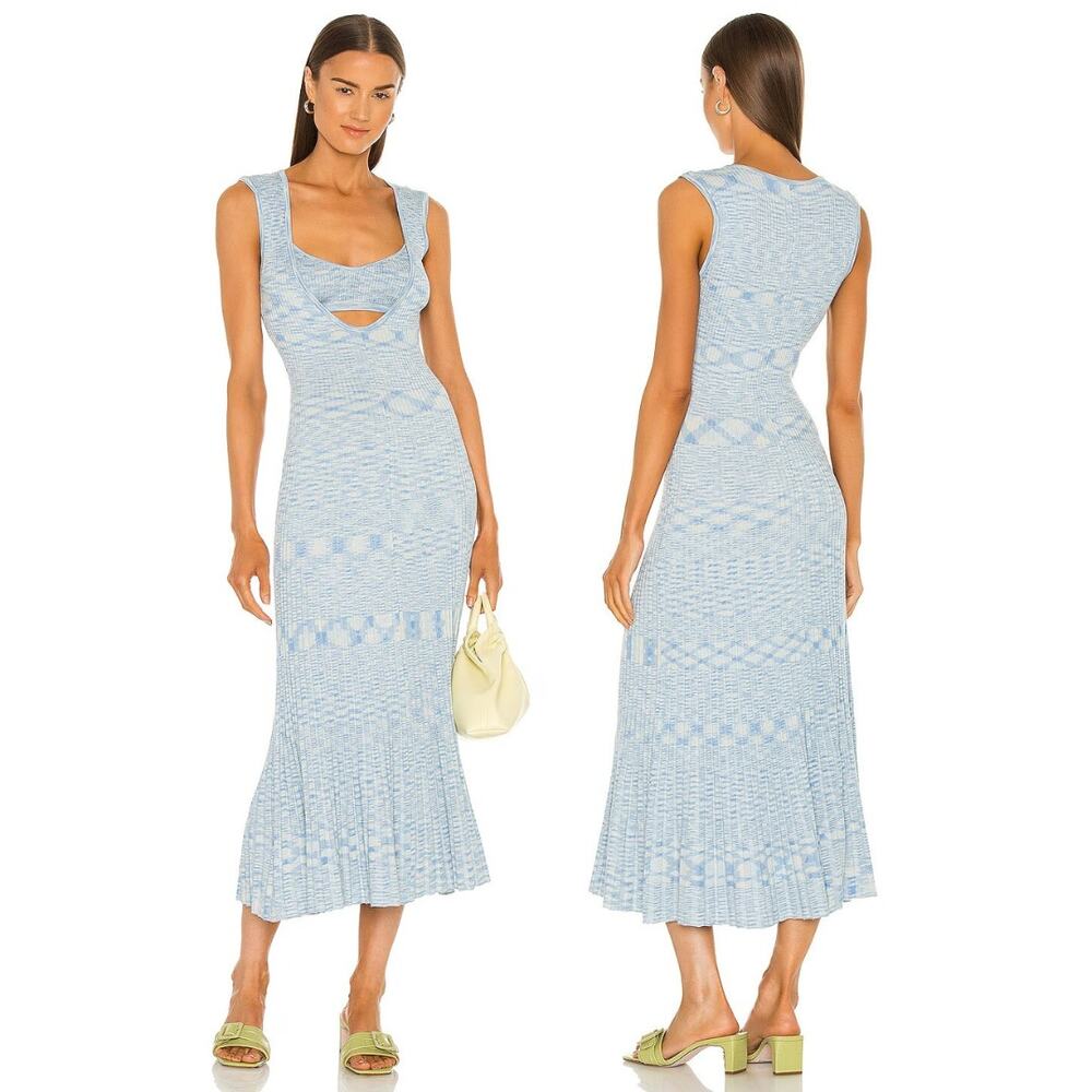 Hansen & Gretel Zanita Midi Dress Pleated Jersey Ribbed Summer Resort Party M